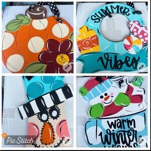 Hand-painted Festive Door Hangers Set